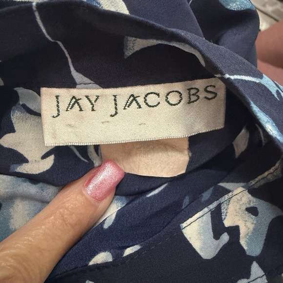 Vintage 90s Jay Jacobs dark blue floral circle mini skirt Small - Picture 6 of 8